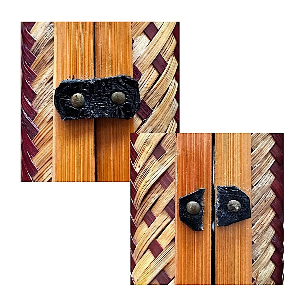 Hand Woven Natural Rattan Grass Pencil Box Pair 10 1/2”x 2 3/4”